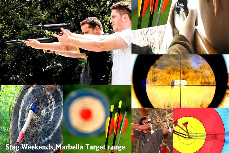 Stag Weekends Marbella, Archery, Shooting Big Guns live ammunition, Axe Throwing, Blow Pipes Costa del Sol, Spain